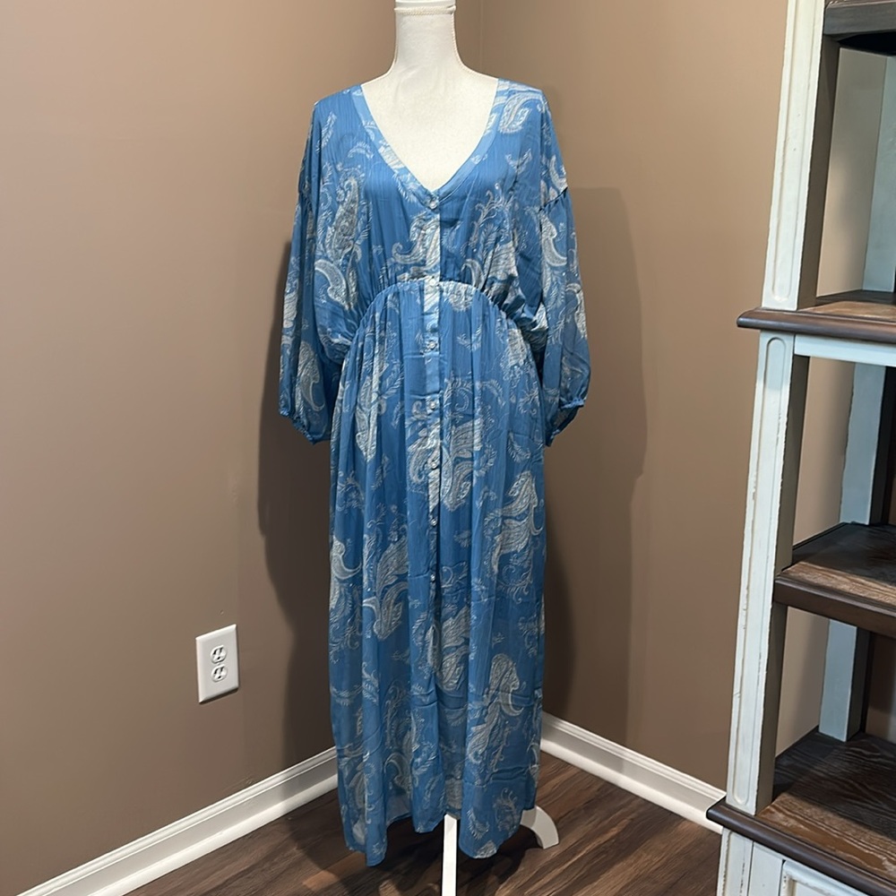 VENUS Button Down Maxi Dress - Blue NEW - Picture 11 of 15